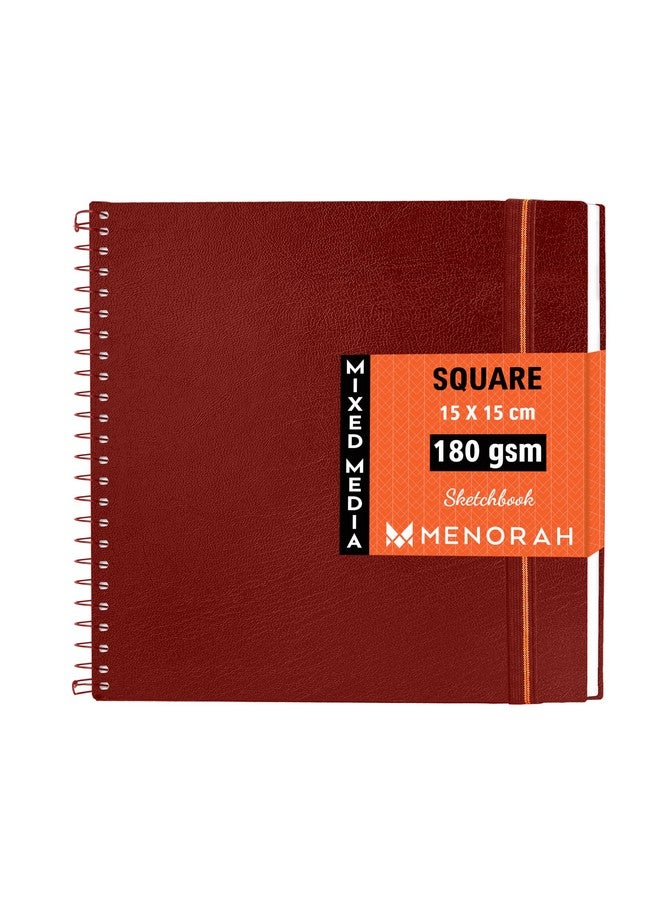 MENORAH دفاتر رسم فنية MENORAH - مربعة - 180 جرام - (100 صفحة / 50 ورقة) - دفتر رسم مربع (15.0X15.0 سم) - مجلة فنية، رسم، ألوان مائية، ألوان أكريليك، غواش - حلزوني معدني - (خالي من الأحماض) أحمر - Image 1