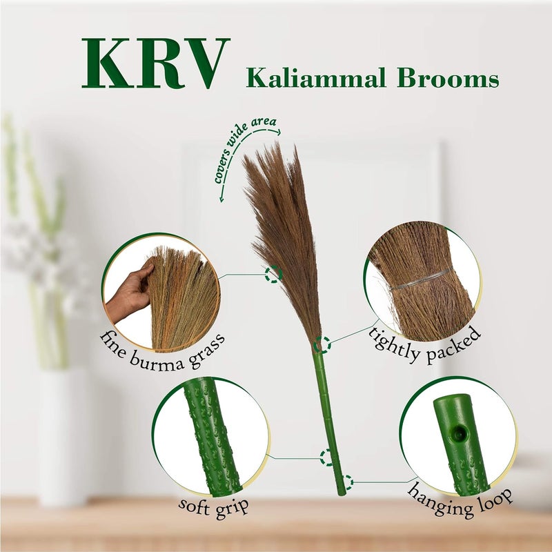 KRV KALIAMMAL Brand BroomsSupreme Quality DUST Free Easy to Clean Best and AffordableIndian Style Plastic Handle Broomstick  - Image 3