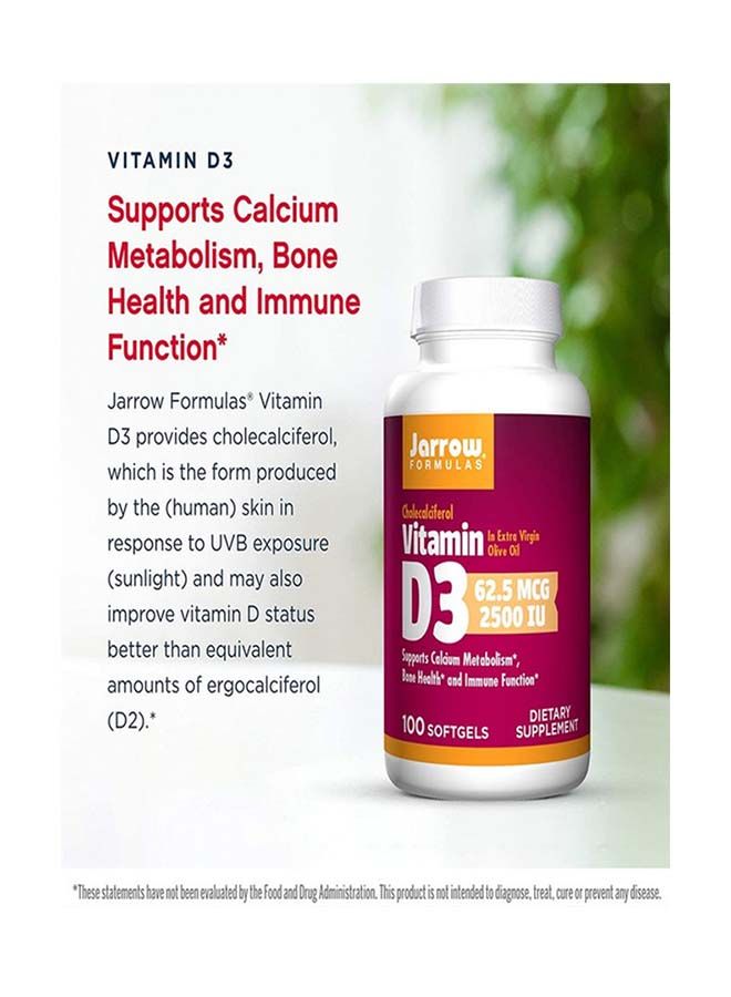 jarrow formulas Vitamin D3 2500Iu 100 Softgels - Image 3