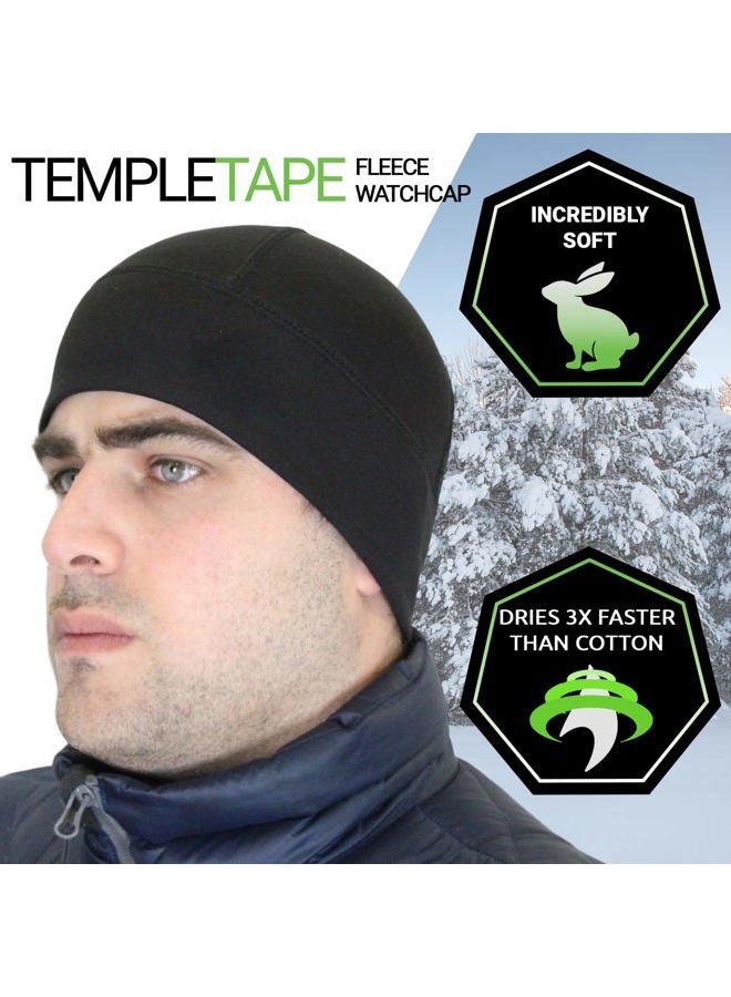 Temple Tape Tactical Fleece Watch Cap Beanie – Skull Cap Fleece Hat - 2 Pack Black/OD Green - One Size (Fits Most Heads) - Image 4