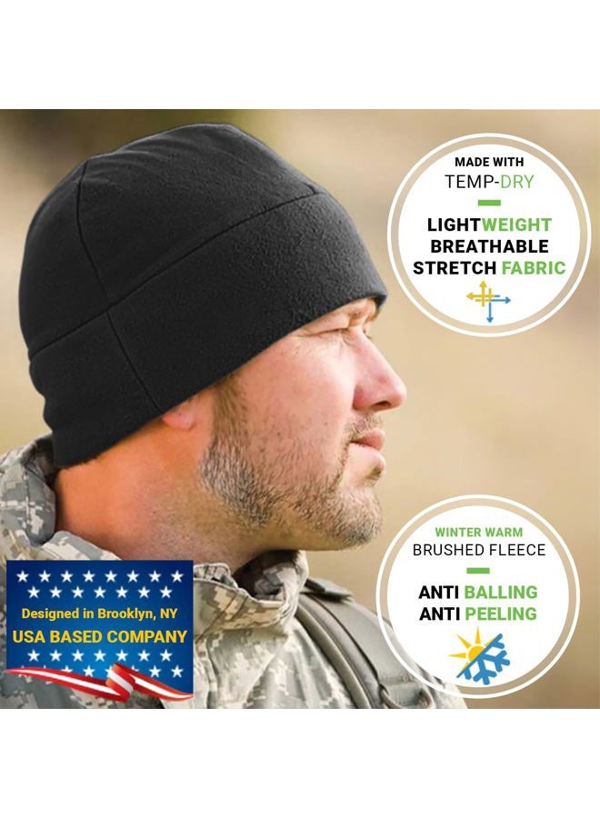 Temple Tape Tactical Fleece Watch Cap Beanie – Skull Cap Fleece Hat - 2 Pack Black/OD Green - One Size (Fits Most Heads) - Image 5