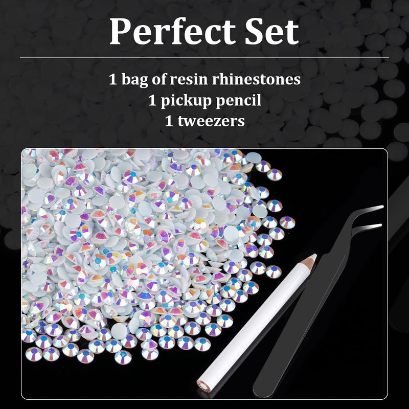 BELLEBOOST 5000pcs 5mm Resin Rhinestones Bulk, White AB Flatback Round Jelly Rhinestones Bedazzling Non Hotfix Crystal Gems Large Quantity Wholesale for DIY Crafts Clothes Bottles Tumblers Face Makeup Manicure - Image 4