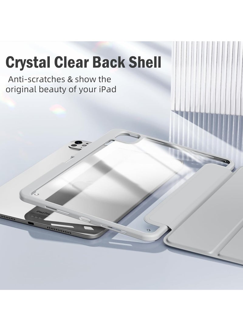DUSALA 2 in 1 Case for Case for iPad Pro 11 inch (M4) 2024 with Pencil Holder, Slim Stand Protective Cover with Clear Transparent Back Shell for iPad Pro 11 inch Tablet, Support Auto Wake/Sleep With Tempered Glass - Image 3
