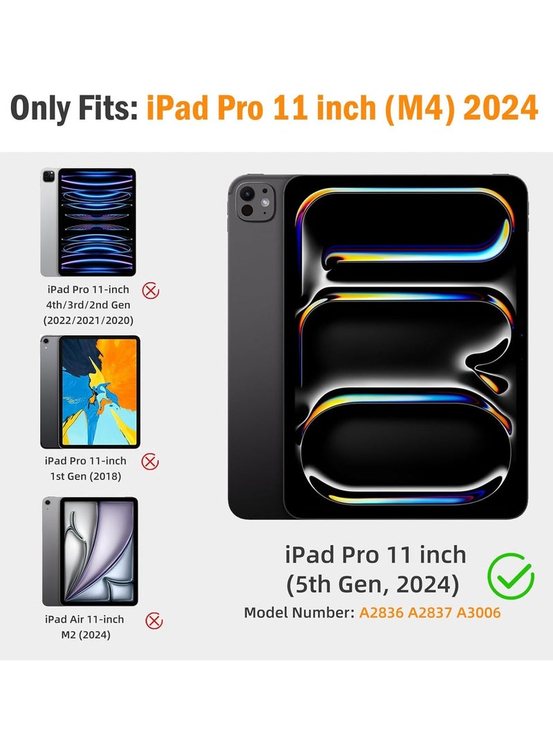 DUSALA 2 in 1 Case for Case for iPad Pro 11 inch (M4) 2024 with Pencil Holder, Slim Stand Protective Cover with Clear Transparent Back Shell for iPad Pro 11 inch Tablet, Support Auto Wake/Sleep With Tempered Glass - Image 2