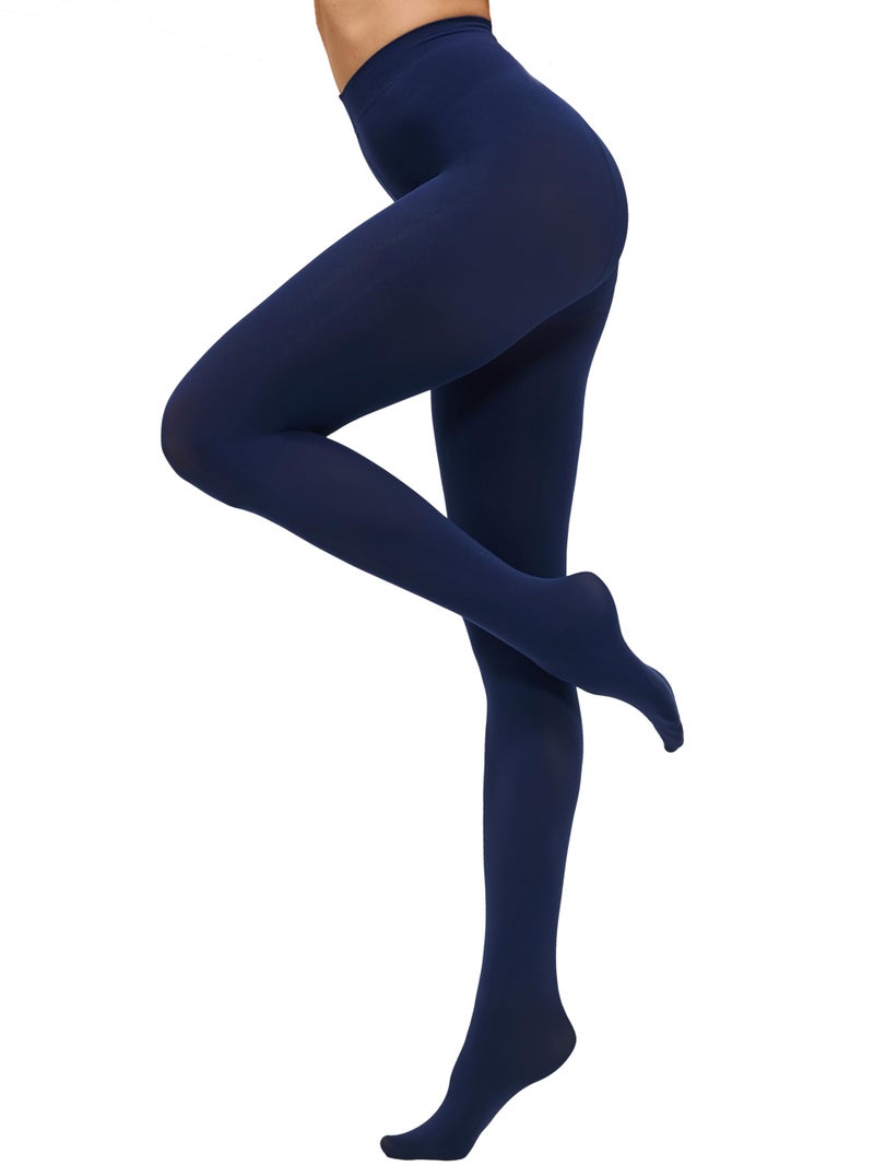 CozyWow Women's 80D Soft Opaque Tights, High Waist Solid Color Womens Tights with 30+ Colors(XS, Dark Blue) - Image 1