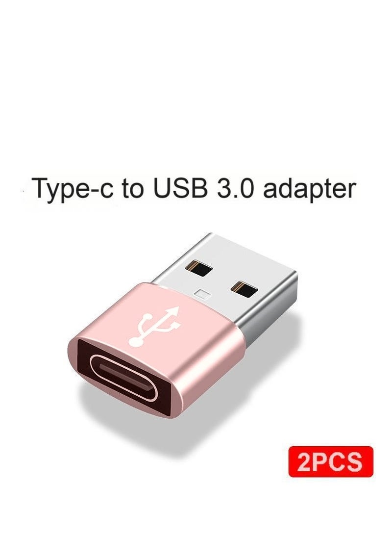 مجموعة محول OTG من قطعتين من النوع C إلى USB-A - تقنية USB 3.0، تدعم نقل البيانات والشحن - وردي - Image 1