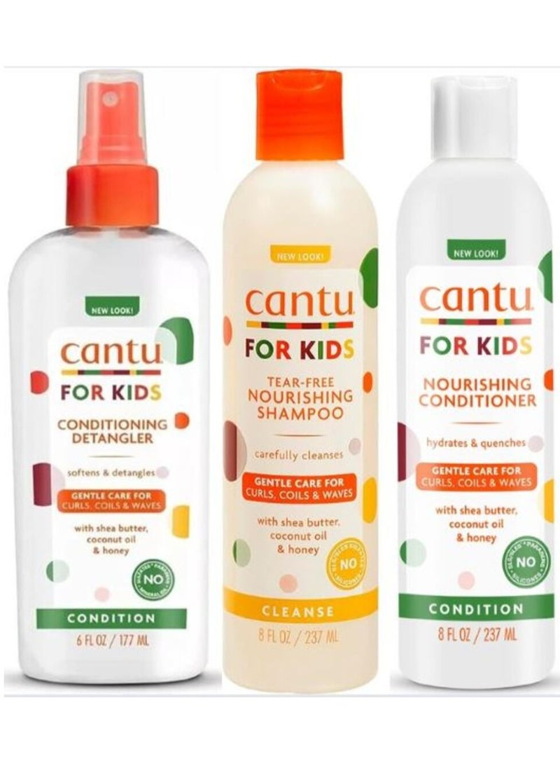 كانتو مجموعة كانتو للعناية بالشعر للأطفال - شامبو مغذي لا يسبب الدموع وبلسم مغذي خالٍ من الكبريتات ومرطب لفك تشابك الشعر المجعد 237 مل، قطعتان - Image 1