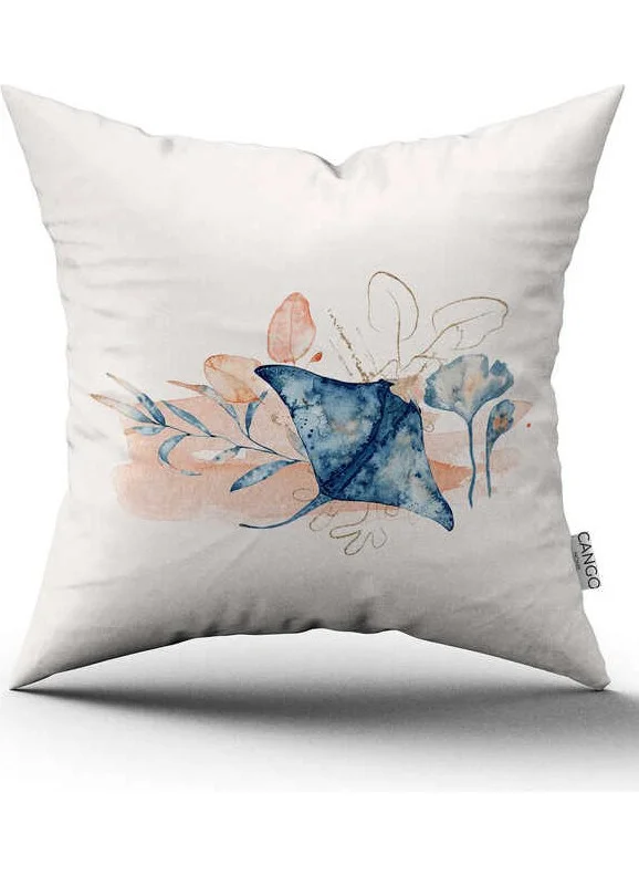 Cango Home Double Sided Blue Orange Marine Patterned Digital Printed Throw Pillow Cover CGH1157