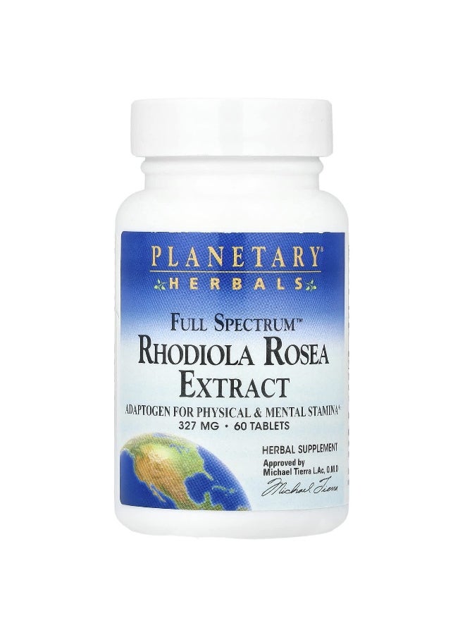 PLANETARY HERBALS Planetary Herbals, Full Spectrum™ Rhodiola Rosea Extract, 655 mg, 60 Tablets (327 mg Per Tablet)  - Image 1