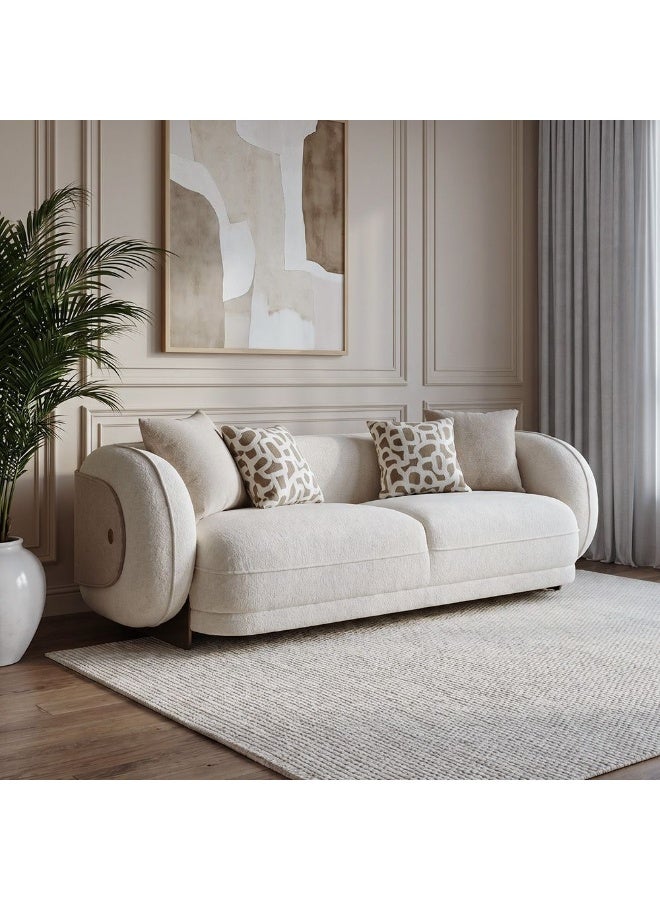 Devina 3 Seater Fabric Sofa | Modern Design Three Seat Sofas | Comfortable Living Room Furniture L230xW95xH71cm - Light Brown