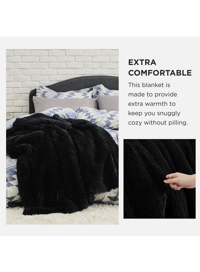 Bedsure Bedsure Fluffy Black King Size Blanket for Bed, Thick Soft Sherpa Faux Fur Fleece Bedding Fuzzy Plush Winter Warm Heavy Oversize Big Large King Blanket, Cozy Black Gifts for Men Women, 108x90  - Image 2