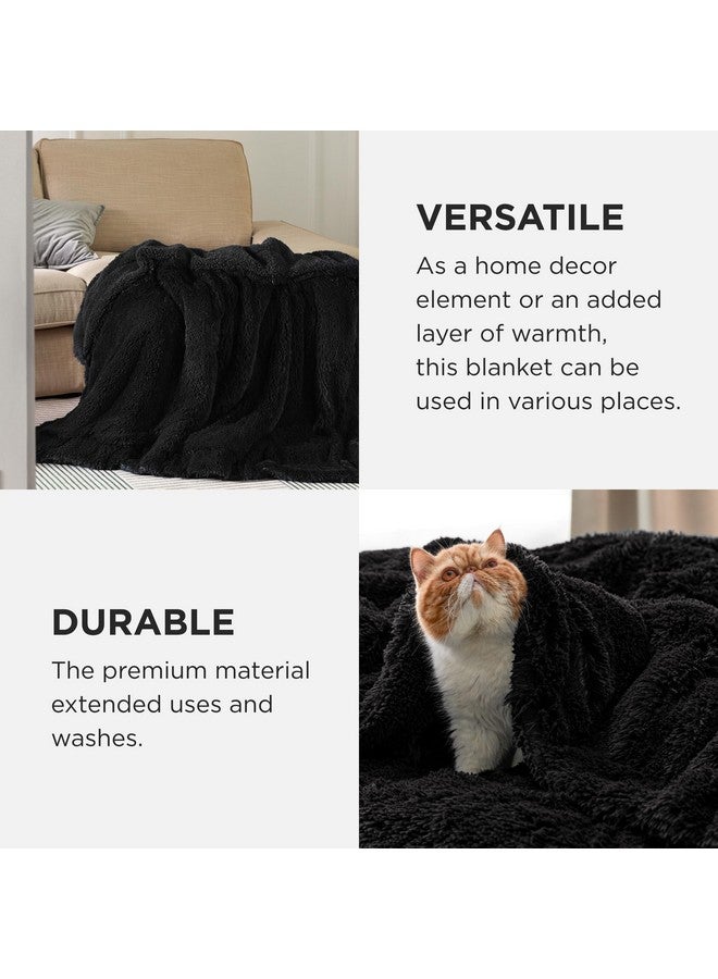 Bedsure Bedsure Fluffy Black King Size Blanket for Bed, Thick Soft Sherpa Faux Fur Fleece Bedding Fuzzy Plush Winter Warm Heavy Oversize Big Large King Blanket, Cozy Black Gifts for Men Women, 108x90  - Image 3