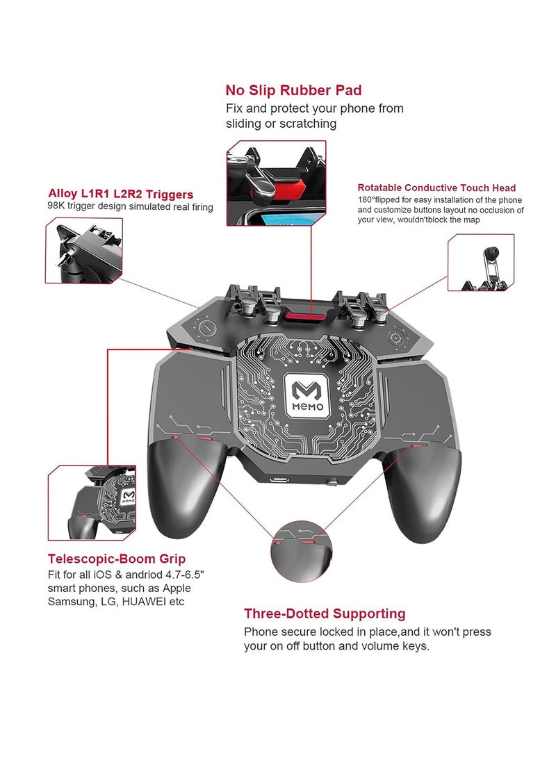 PUBG Trigger with Fast Cooling Fan, 6 Fingers Grip Gamepad, L1R1 Trigger Phone Game Radiator, Fits for PUBG/Fortnite/Rules of Survival Game/COD - Image 5