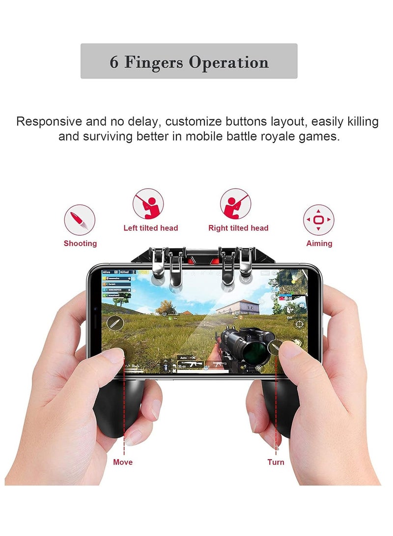 PUBG Trigger with Fast Cooling Fan, 6 Fingers Grip Gamepad, L1R1 Trigger Phone Game Radiator, Fits for PUBG/Fortnite/Rules of Survival Game/COD - Image 4