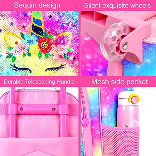 WZLVO Kids Luggage for Girls, Cute Unicorn Rolling Wheels Suitcase for Toddler Children - Image 4