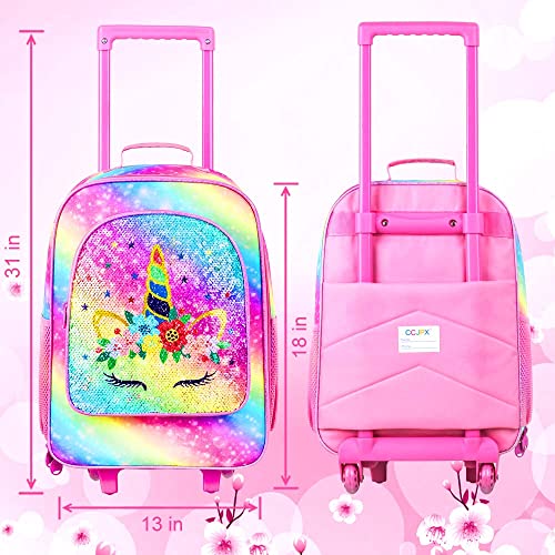 WZLVO Kids Luggage for Girls, Cute Unicorn Rolling Wheels Suitcase for Toddler Children - Image 3