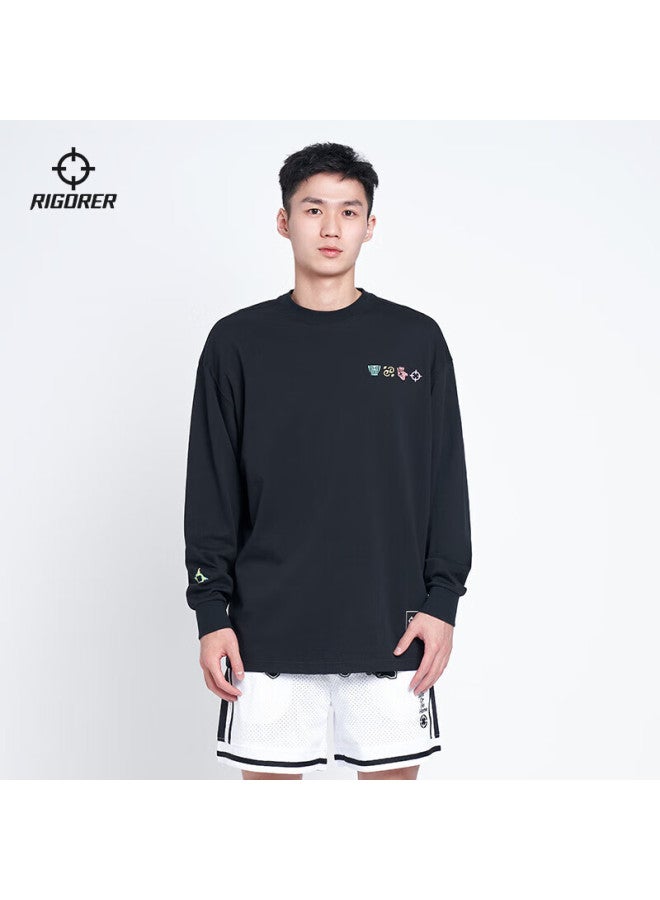 Rigorer Crew Neck Long Sleeve T-shirt  Basketball Sports Training Fashion Embroidered Casual Pullover Sweatshirt - Image 4