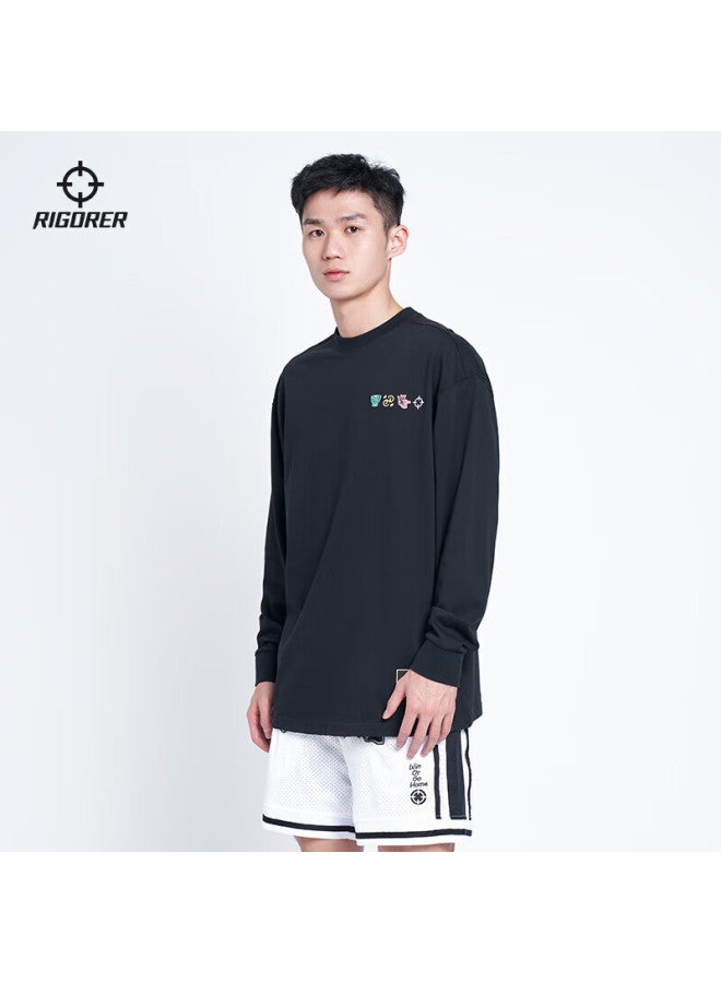 Rigorer Crew Neck Long Sleeve T-shirt  Basketball Sports Training Fashion Embroidered Casual Pullover Sweatshirt - Image 3