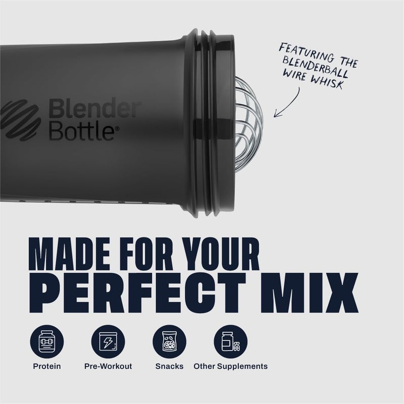 BlenderBottle Shaker Bottle with Pill Organizer and Storage for Protein Powder, ProStak System, 22-Ounce, Midnight Black - Image 4