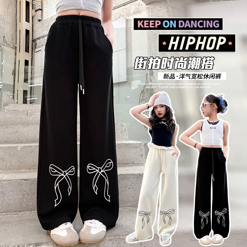 Girls' Pants 2025 Summer Thin New Style Big Kidsren'S Style Loose Straight Wide-Leg Pants Kidsren'S Summer Casual Pants - Image 2