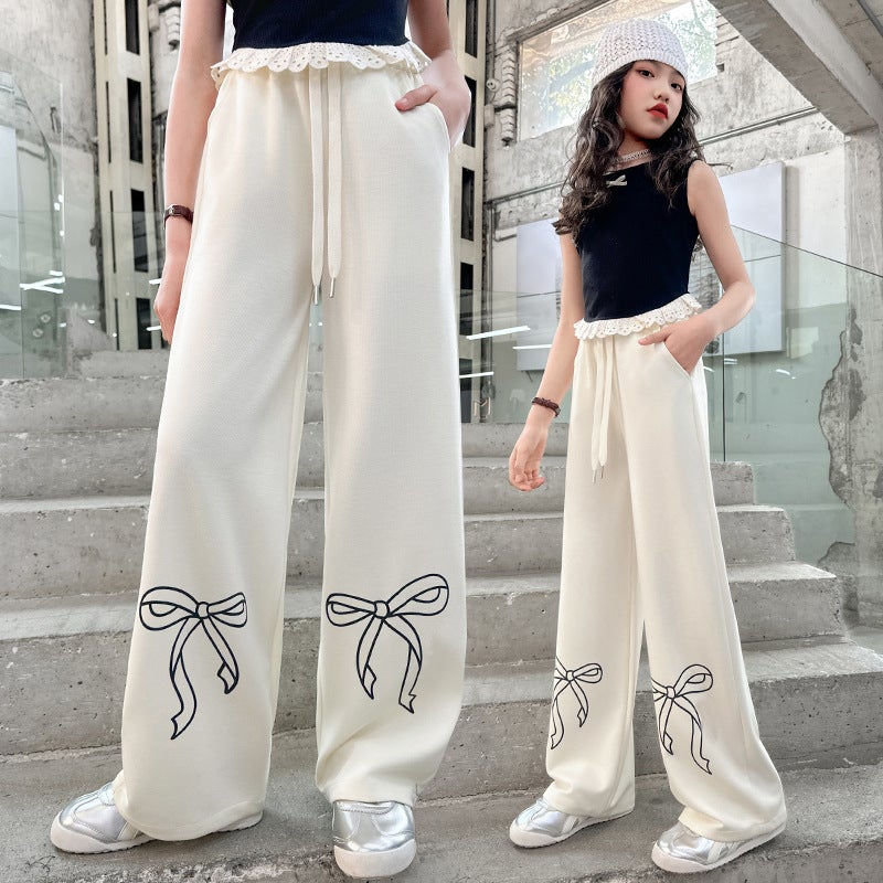 Girls' Pants 2025 Summer Thin New Style Big Kidsren'S Style Loose Straight Wide-Leg Pants Kidsren'S Summer Casual Pants - Image 4