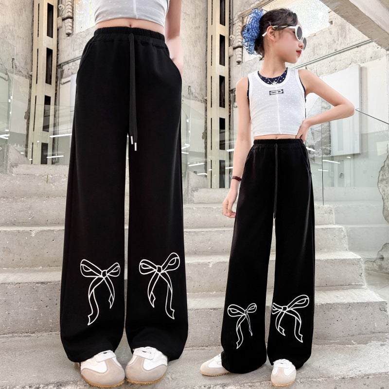 Girls' Pants 2025 Summer Thin New Style Big Kidsren'S Style Loose Straight Wide-Leg Pants Kidsren'S Summer Casual Pants - Image 5