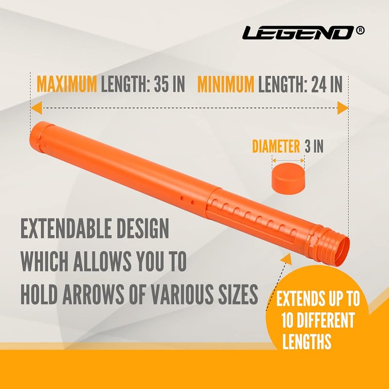 Legend Arrow Tube Case - Adjustable Holder for Hunting, Target Shooting - Extendable Design - Protective EVA Foam Separators Included - Archery Storage for 12 Carbon Arrows - Image 4