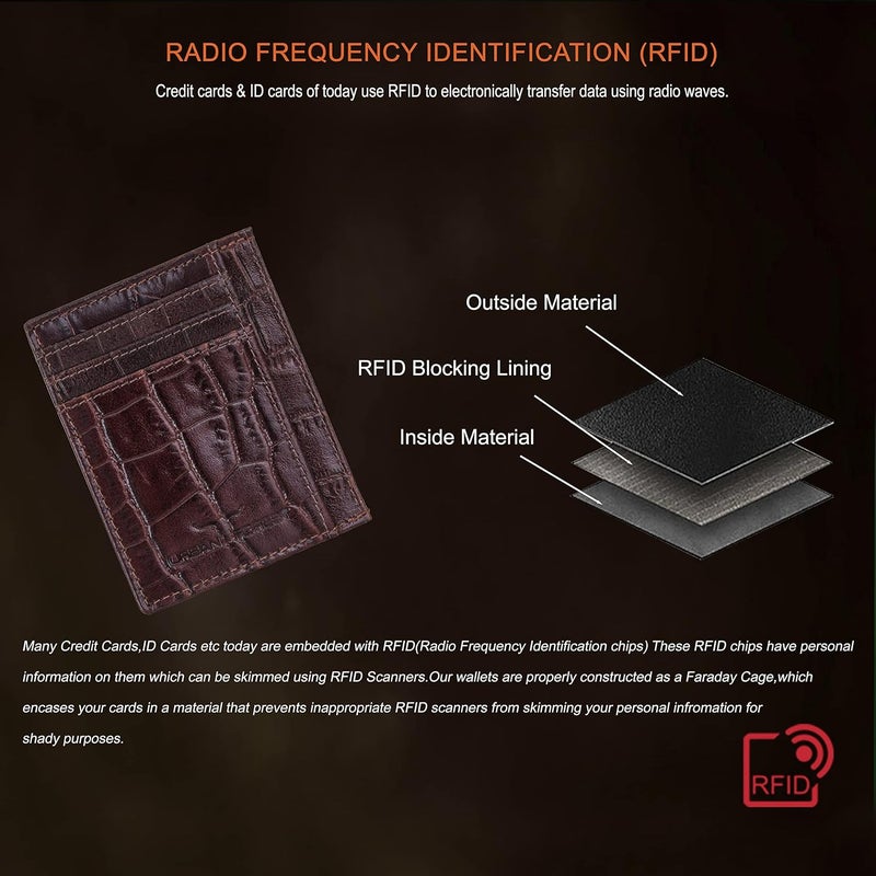 URBANFOREST حامل بطاقات ائتمان جلد بني مطبوع كريس للرجال - Image 4