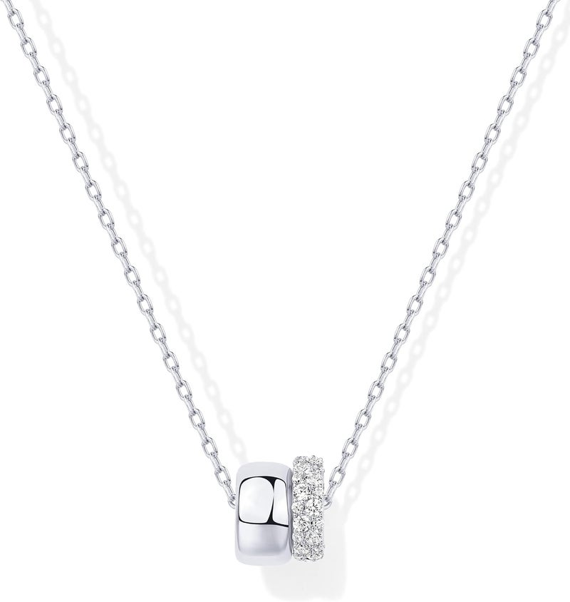 PAVOI 14K Gold Plated Pendant Necklace for Women with CZ Rondelle Pendants - Image 2
