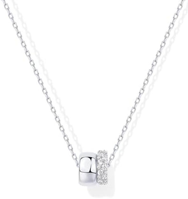 PAVOI 14K Gold Plated Pendant Necklace for Women with CZ Rondelle Pendants - Image 3