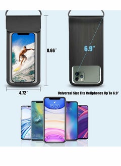 Y&D Universal Waterproof Pouch, IPX8 Cellphone Dry Bag Underwater Cover Up to 6.9" for Beach Swimming Surfing (2 Pieces, Black)  - Image 5