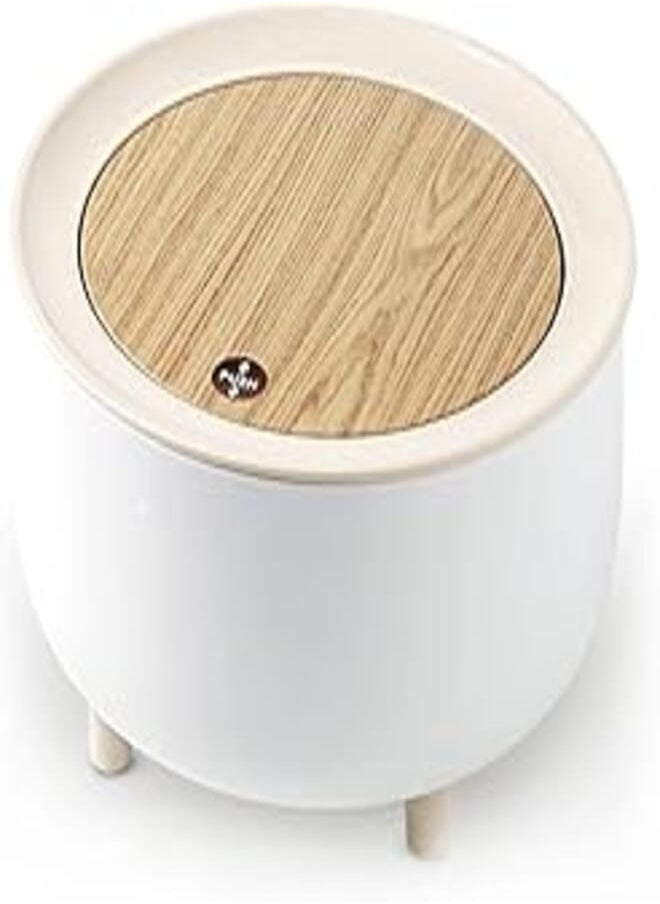 Doyingus Mini Trash Can with Lid, Round Cute Wastebasket, Small Desktop Garbage Can Tiny Countertop Trash Bin for Table Bedroom Office 