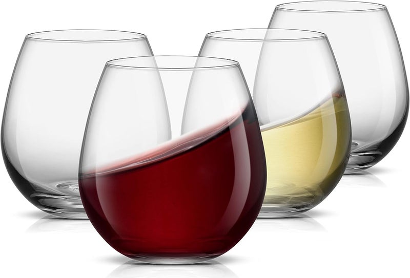 JoyJolt JoyJolt Spirits Stemless Wine Glasses for Red or White Wine Set of 415Ounces 