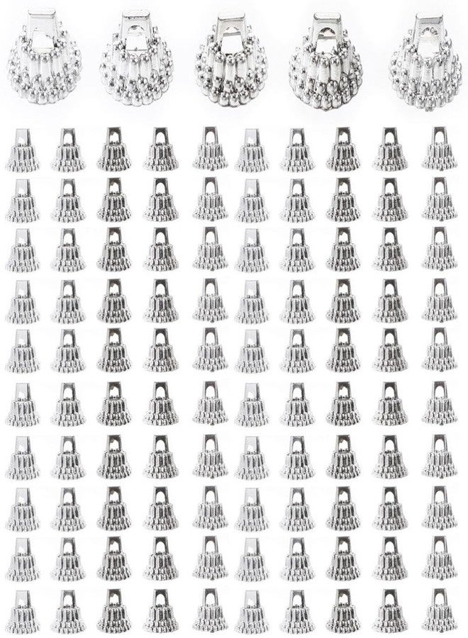 TOYANDONA 100pcs Round Christmas Ornament Caps, Silver Christmas Ornament Hanger Caps Replacement Tops for Christmas Foam Balls DIY Decorations - Image 1