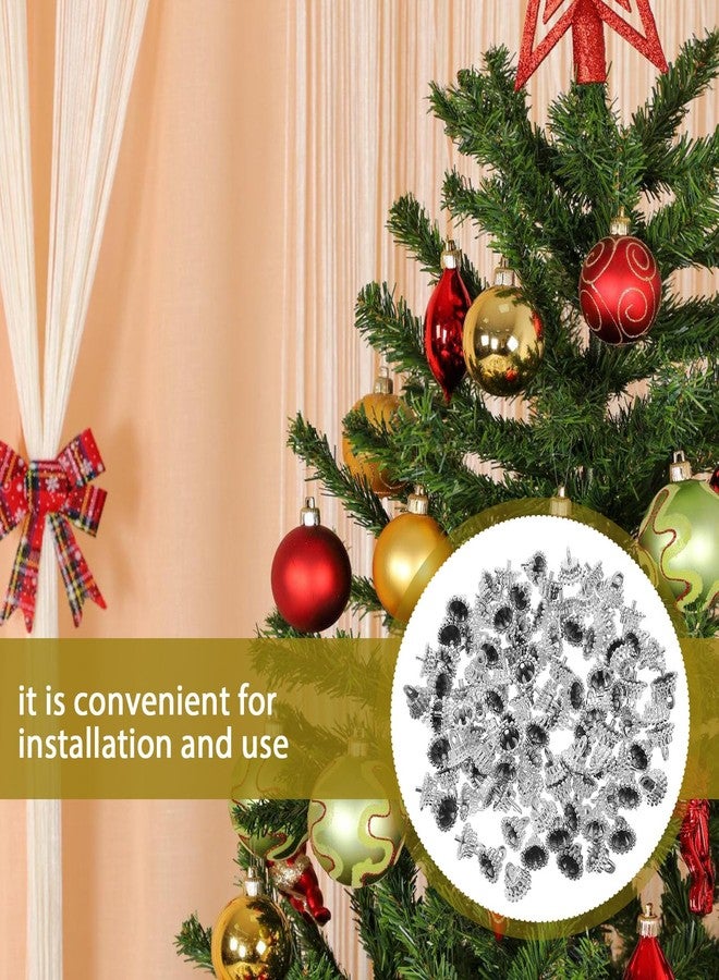TOYANDONA 100pcs Round Christmas Ornament Caps, Silver Christmas Ornament Hanger Caps Replacement Tops for Christmas Foam Balls DIY Decorations - Image 3