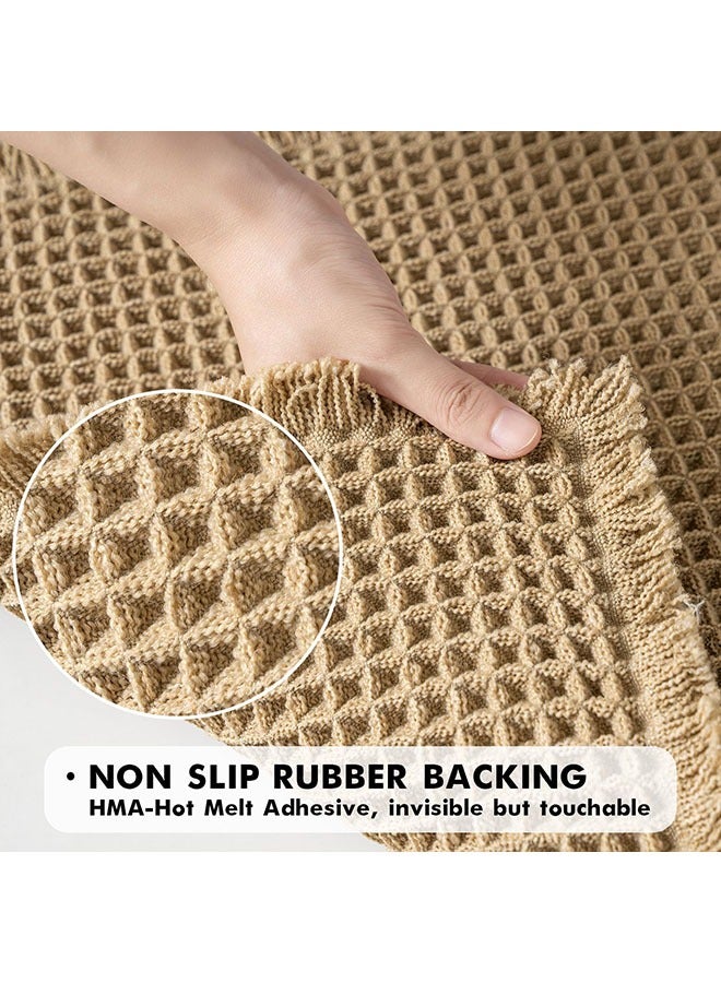 YelaJoy 2 Pack Waffle Bathroom Rugs, Boho Bath Rugs Non Slip Washable, Super Absorbent Bath Mats, Ultra Soft Rubber Backed Shower Mats for Bathroom Floor, Tub and Shower, Brown, 18x30 Inch - Image 4