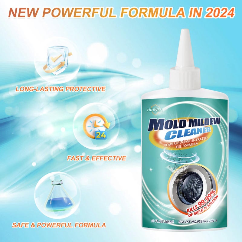 HIHWEM Mold Remover Gel,Household Mold Cleaner for Washing Machine,Refrigerator Strips,Grout Cleaner Best for Home Sink,Kitchen,Showers(2-Pack) - Image 5