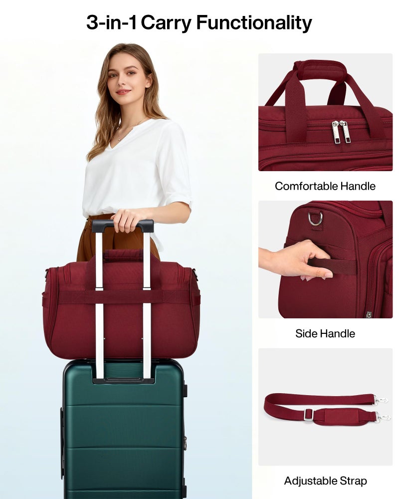 MILADA Underseat Carry On Luggage Bags for Travel Lightweight Foldable Carry On Bags for Airplanes Small Duffle Bag for Men Women TSA Approved Underseat Bag Travel Tote Bags, Burgundy - Image 4