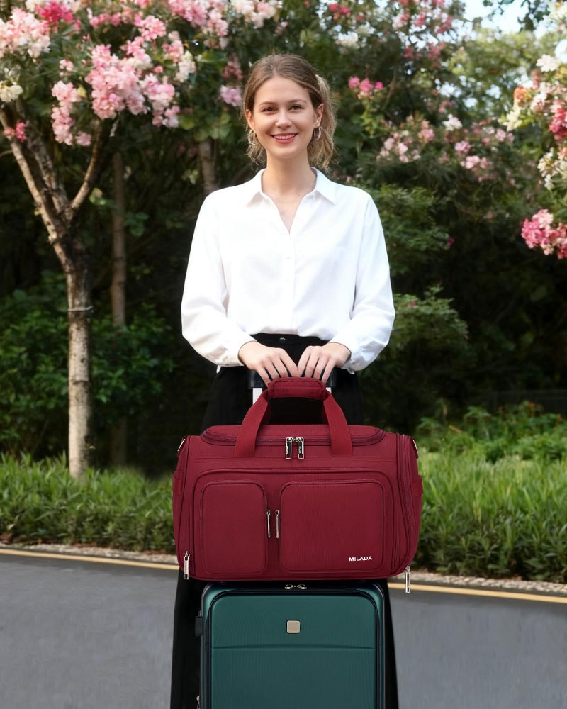 MILADA Underseat Carry On Luggage Bags for Travel Lightweight Foldable Carry On Bags for Airplanes Small Duffle Bag for Men Women TSA Approved Underseat Bag Travel Tote Bags, Burgundy - Image 5