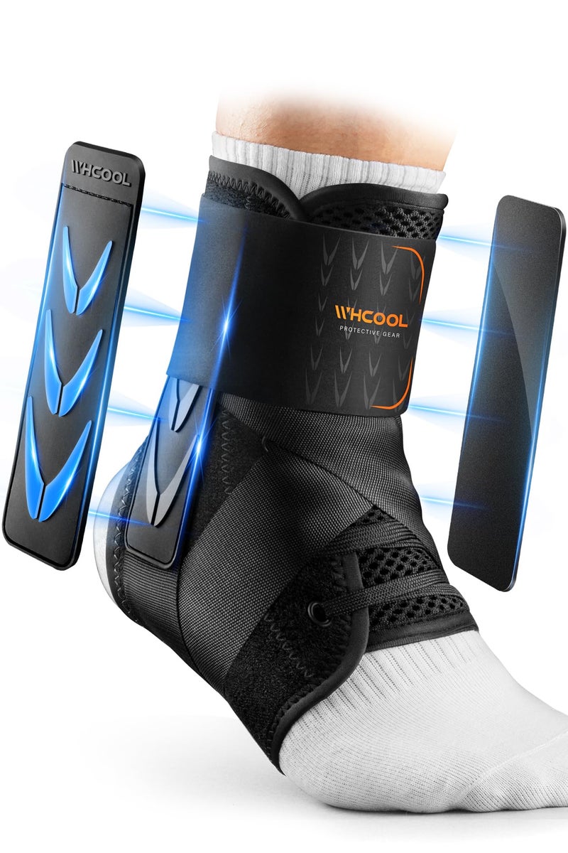 Slim-Fit Ankle Brace for Sprained Ankle, Quick Lace Up Ankle Support for Women Men with 2 Auto-Shaped Pads, Air Fabric Cool Ankle Stabilizer for Injury Recover, Running,Sports,S(10â€-11.6â€) - Image 1