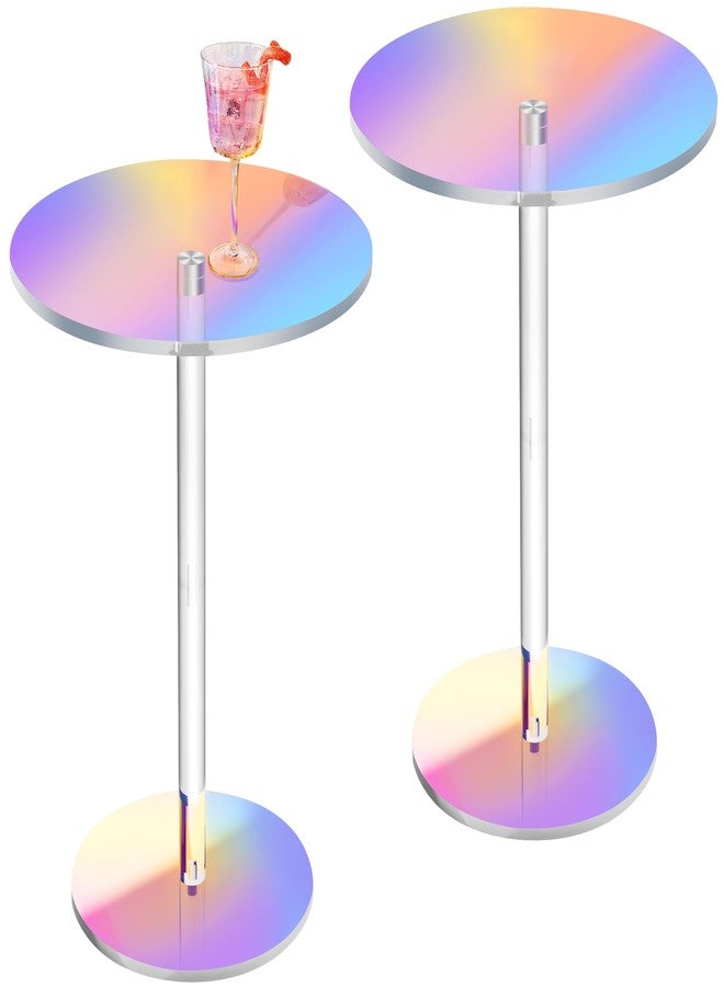 NiHome Luxurious Iridescent Acrylic End Table 2PCS, Compact 12x12x18.9 Versatile Design for Living Room & Bedroom, Sturdy 0.4" Thick Impact Resistant, Easy to Assemble Modern Minimalist Rainbow Decor - Image 1