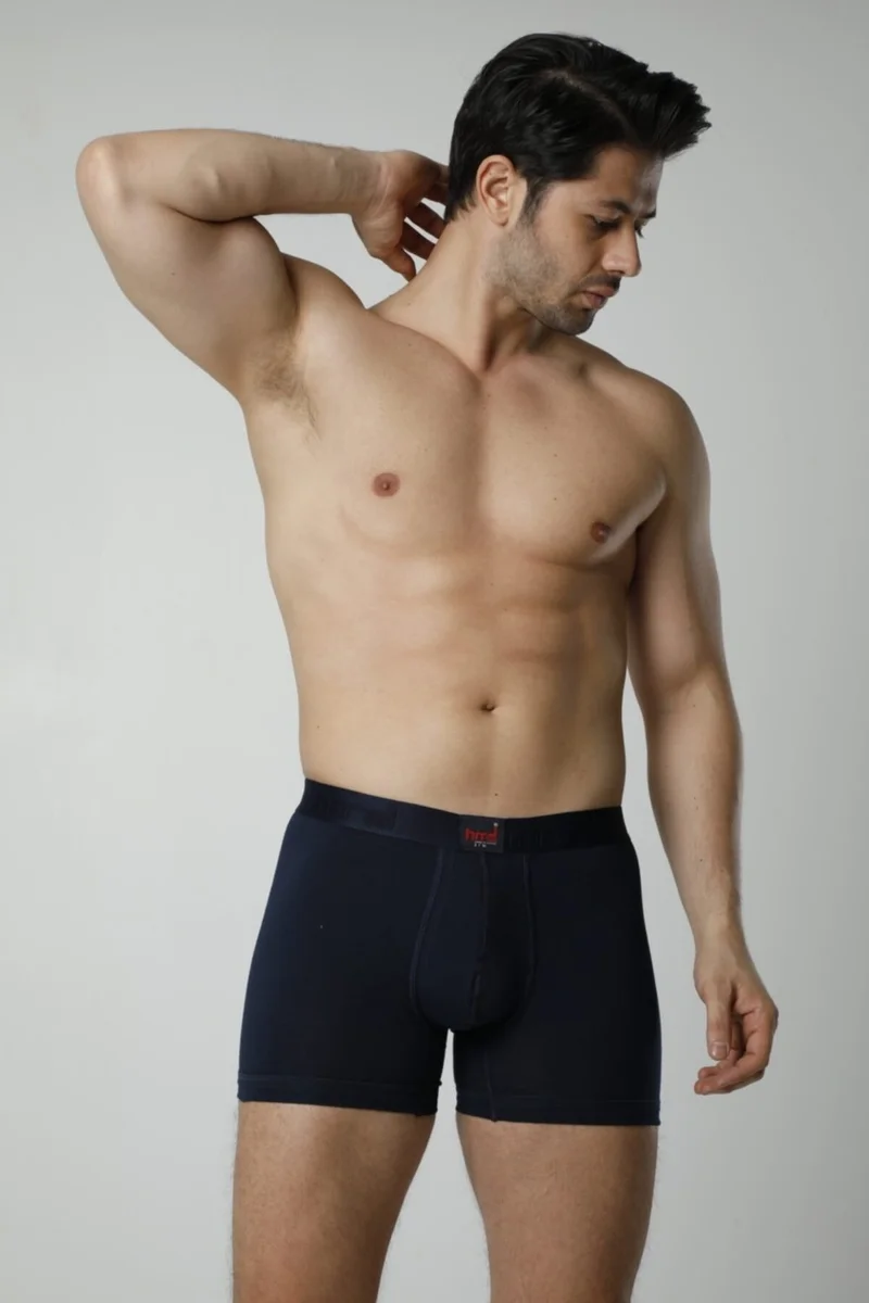 HMD 300 3-Piece Cotton Lycra Men's Boxer Briefs - Navy Blue