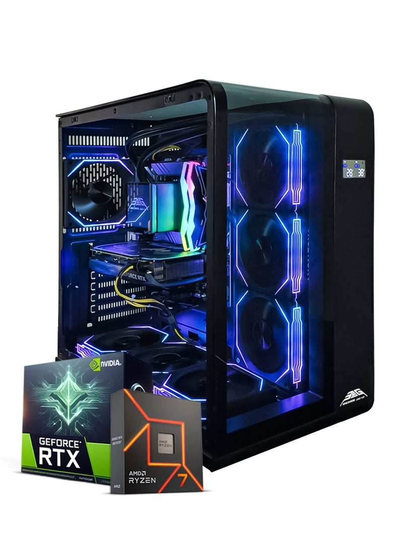 Arab Gamers Skyline Infinity Black Gaming PC,AMD Ryzen 7 7800X3D Processor, 32GB RAM | 1TB SSD | GeForce RTX 5080 16GB GDDR7 Graphics Card|Wi-Fi Ready |Windows 11 Pro | RGB Gaming Case Black - Image 1