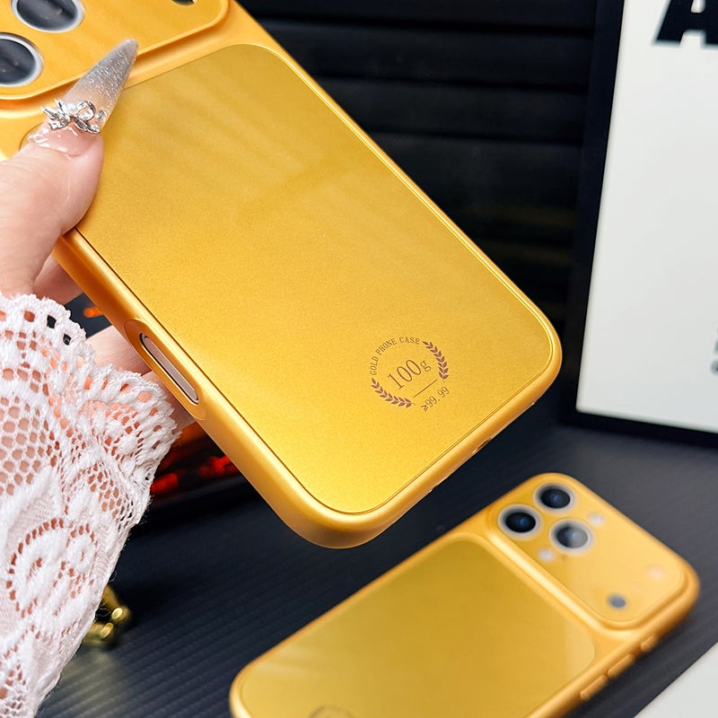 Shockproof Glass Armor Phone Case, Tempered Glass Back Cover Anti-Scratch Protective Shell Golden for iPhone 11/12/13/14/15/16/17 Pro & Pro Max - Image 5