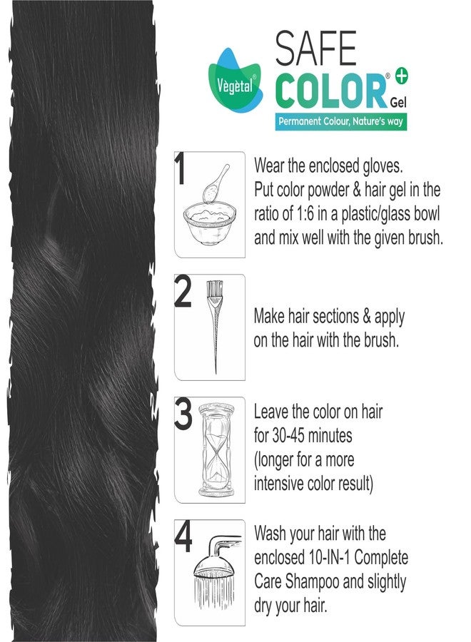 Vegetal Safe Color+ Organic Permanent Gel Hair Color, Soft Black 1.0, No Ammonia, Made with Natural Herbs, 100% Gray Coverage, 30-Day Color Lock 190 ml - Image 4