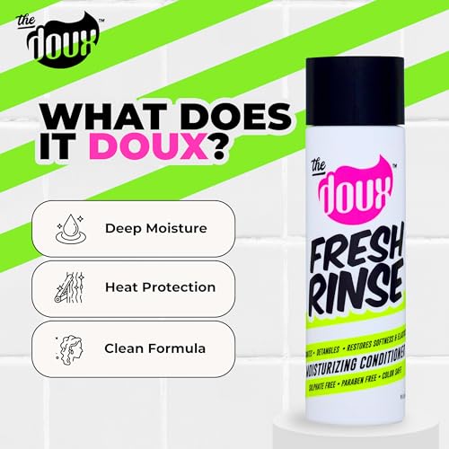 THE DOUX بلسم مرطب للشعر المجعد من ذا دوكس فريش رينس - تركيبة مرطبة مع زبدة الشيا، حرير البحر والألوة - بلسم خالي من الكبريتات والبارابين للنساء، للشعر الطبيعي المجعد والمجعد - Image 4