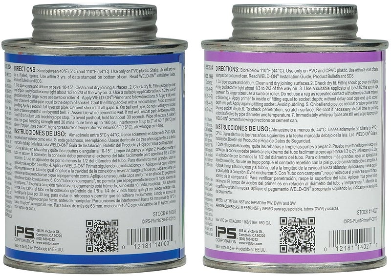 WELDON 15900 Twin Pack 780 PVC Regular-Bodied Plumbing Solvent Cement and Purple Plumbing Primer - Image 3