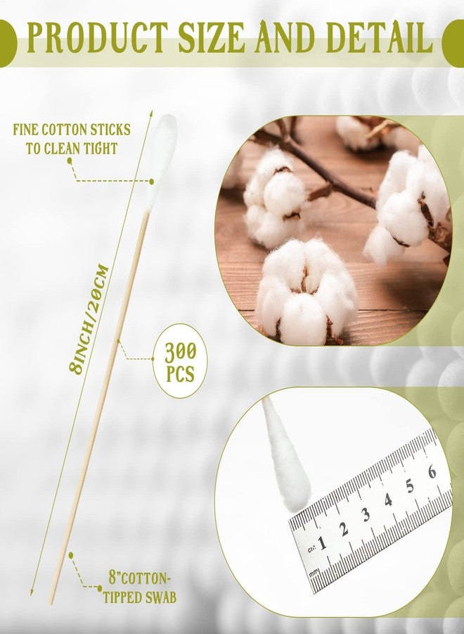Zhehao 300 Pcs 8 Inch Large Cotton Swabs with Bamboo Handle Oversized Extra Long Cotton Tipped Applicators with Large 1/2" Diameter Ear Swabs for Wound Cleaning, Makeup - Image 2