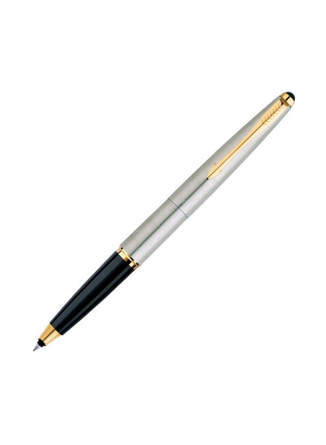 PARKER Parker Galaxy Stainless Steel Gold Trim Roller Ball Pen| Ink Color - Blue | Special Gift For Employees | Leading Pen For Corporate - Image 4