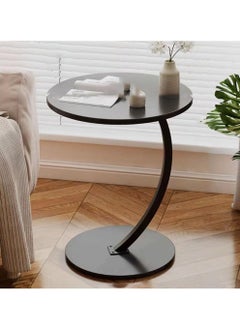 DubaiGallery End Table, Side Table, Oval Table, C-Shaped Couch Table for Living Room, Snack Table for Small Space, Living Room, Bedroom, Marble Top & Metal Frame  - Image 1